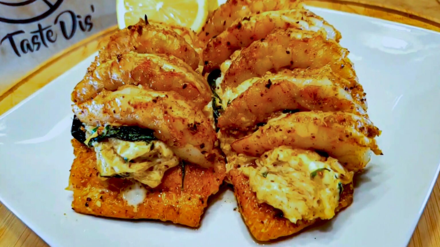 Crab and Spinach Stuffed Salmon and Shrimp TasteDis